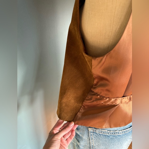 BB Dakota Leather vintage suede Vest Brown sz medium - Picture 6 of 7